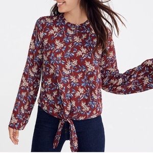 Madewell NWOT Bell Sleeve Tie Top in Antique Flora